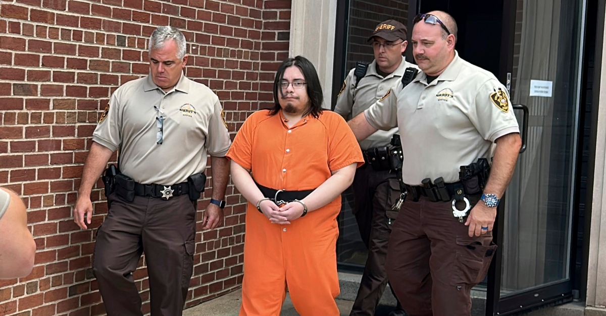 Adrian Oswaldo Sura Reyes, of Nescopeck, Pa., is led from the Columbia County Courthouse following his sentencing, Tuesday, June 27, 2023, in Bloomsburg, Pa. Sura Reyes, convicted of driving into a fundraiser crowd in Pennsylvania last summer, killing one and injuring 19 others, then going home and bludgeoning his mother to death was sentenced Tuesday to life in prison without possibility of parole. (Bob Kalinowski/The Citizens' Voice via AP)