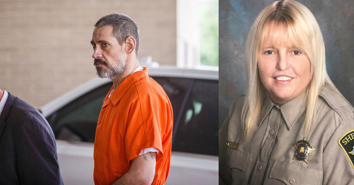 Casey White arrives at the Lauderdale County Courthouse for a sentence hearing in Florence, Ala., Thursday, June 8 2023. Casey Cole White is scheduled to be sentenced Thursday following his guilty plea last month to escape charges related to his 11 days on the run last year with jailer Vicky White. (Image of Casey White: Dan Busey/The TimesDaily via AP; image of Vicky White: Lauderdale County Sheriff