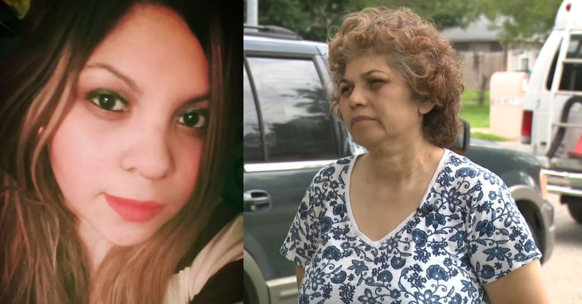 Jennifer Melissa Gonzalez, pictured left, went missing on June 13, 2023, police said. (Image of Jennifer Gonzalez: Pasadena Police Department; screenshot of her mother: KHOU)