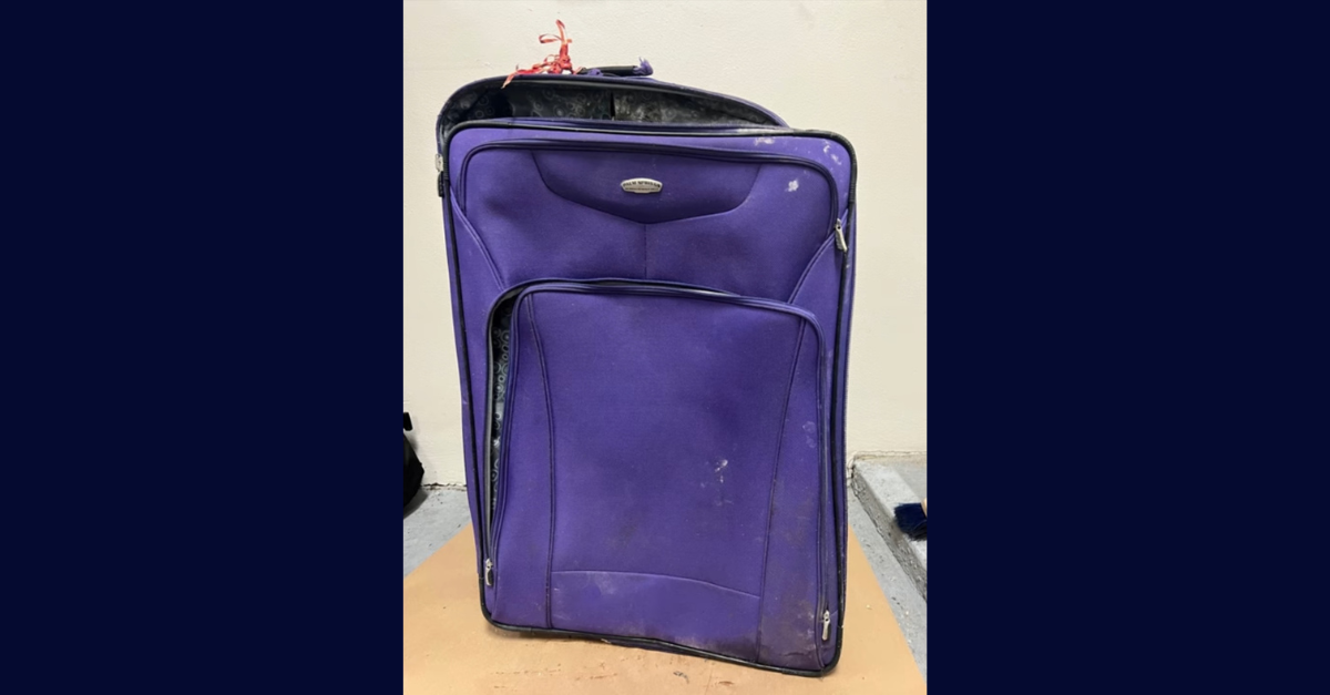 Police released pictures of two of the three suitcases that contained a woman's remains. This one is a purple Palm Springs Ricardo Beverly Hills bag. (Image Delray Beach Police Department)