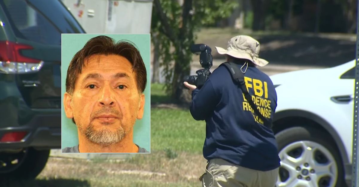 An investigator takes photos at a field in a case connected to accused serial killer Raul Meza Jr., inset. (Meza