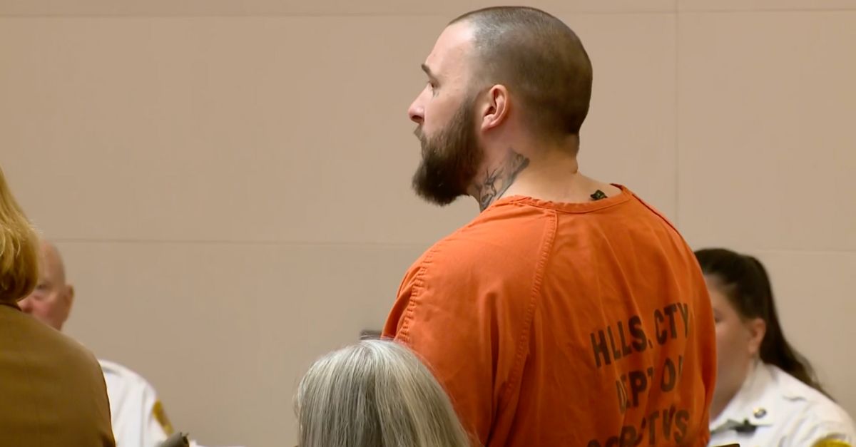 Adam Montgomery speaks in court during his sentencing for gun crimes.
