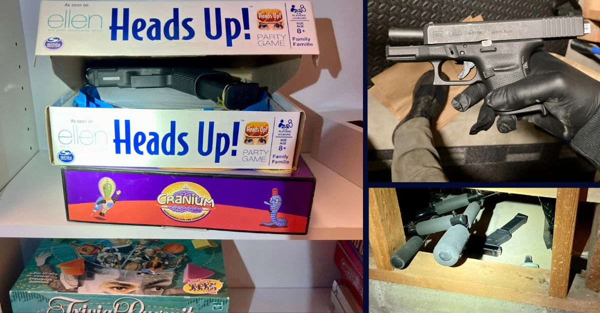 Deputies found guns stashed in unfinished walls and board game boxes during a raid on a booze-drenched birthday party for a 17-year-old credit card thief in Minnesota. (Ramsey County Sheriff