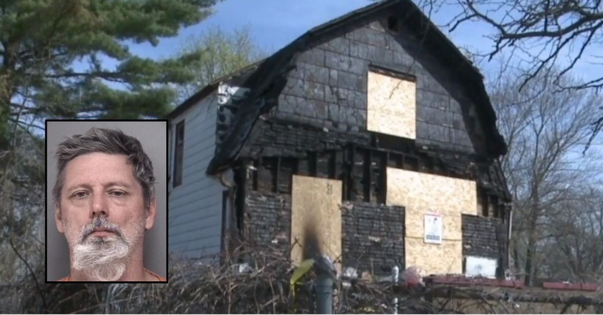 Background: The burned remains of the house where Chad Allen Reed