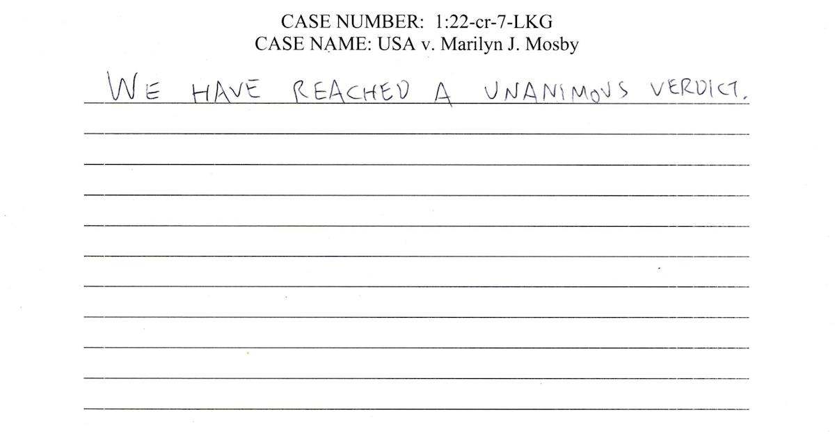 Marilyn Mosby jury note