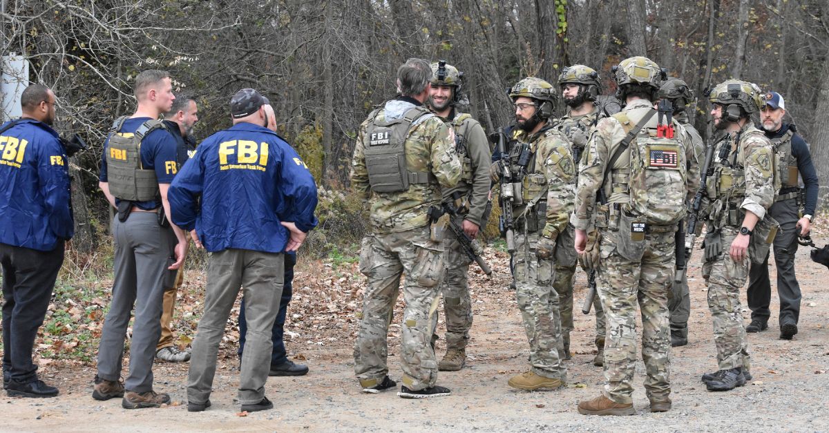 FBI agents sweep the property owned by Gregory Yetman. FBI Search For Gregory Yetman, Suspect Wanted In Connection With The January 6th Attack On The US Capitol Enters Day 2 in Helmetta. FBI swat teams and the Joint Terrorism Task Force searched the property owned by Gregory Yetman, Thursday morning. Gregory Yetman is wanted in connection with the January 6th 2021 attack on the US Capitol in Washington, DC. (Photo by Kyle Mazza / SOPA Images/Sipa USA)(Sipa via AP Images)