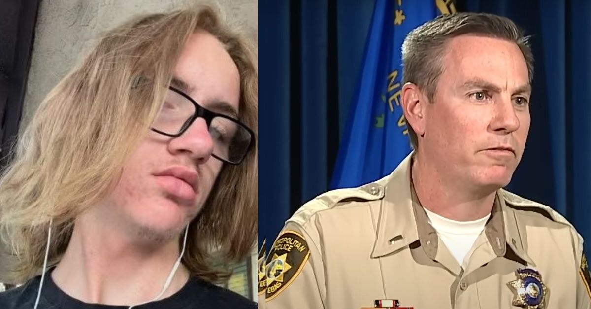 Left: Jonathan Lewis, 17. Lewis was killed after a mob of teenagers attacked him, according to the Las Vegas Metropolitan Police Department (LVMPD). Photo courtesy of memorial website for Lewis. Right: LVMPD homicide lieutenant Jason Johansson at a press conference on Nov. 14, 2023 announcing that eight teenagers have been arrested and charged with Lewis