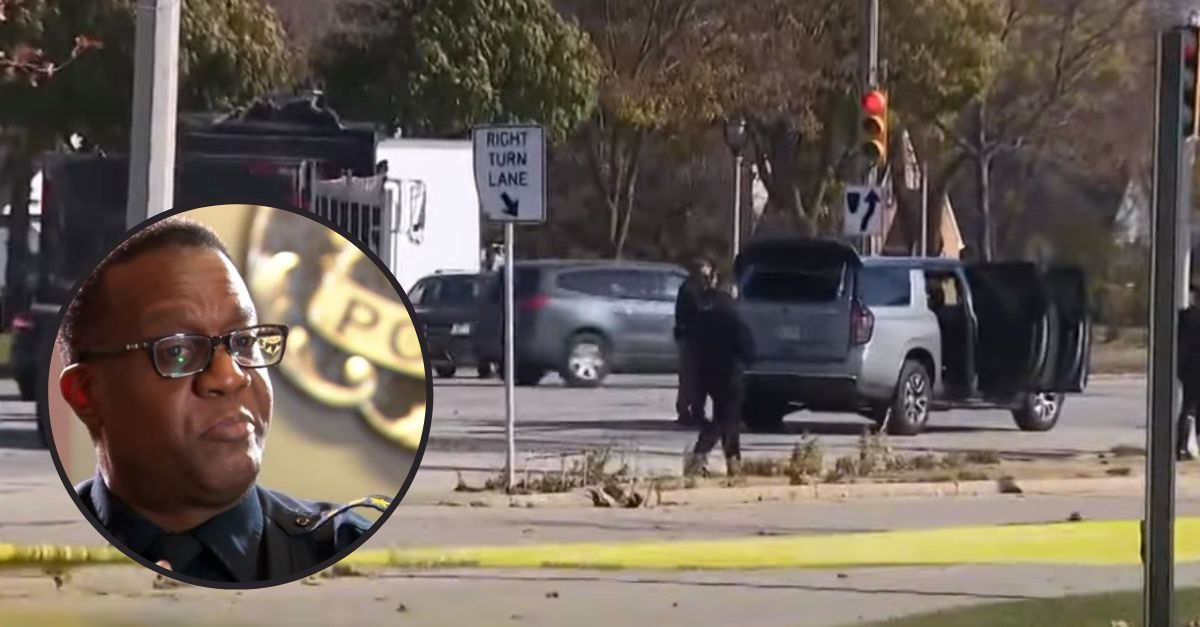 Background: YouTube screenshot features scene of car crash involving Milwaukee Police chief Jeffrey Norman on Nov. 5, 2023 following a press conference where the mayor signed a resolution aimed at curbing reckless driving. Inset: YouTube screenshot from Fox affiliate WITI of Chief Jeffrey Norman.