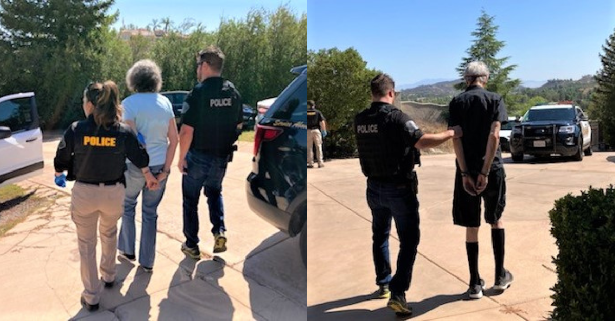 Michelle Louise Morris-Kerin and her husband, Edward Lawrence "Larry" Kerin, in their 2021 arrest. They mistreated disabled children and adults in their care, culminating in Diane "Princess" Ramirez, 17, dying in April 2019, authorities said. (Images: Riverside County District Attorney's Office)