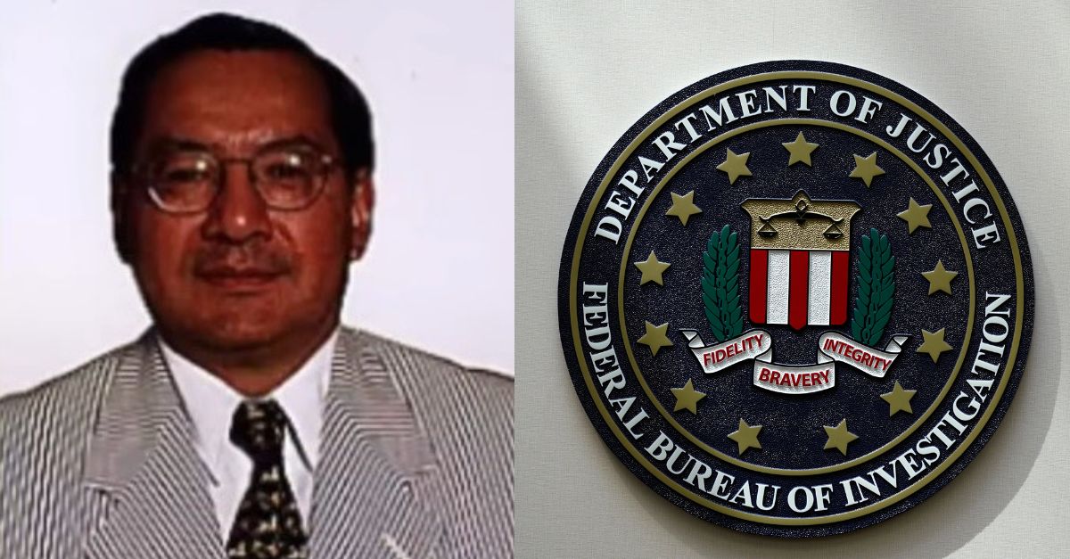 Left: Manuel Rocha. YouTube screengrab WTSP. Right: An FBI seal is seen on a wall on Aug. 10, 2022, in Omaha, Neb. A former American diplomat who served as U.S. ambassador to Bolivia has been arrested in a long-running FBI counterintelligence investigation, accused of secretly serving as an agent of Cuba’s government, The Associated Press has learned. (AP Photo/Charlie Neibergall, File)