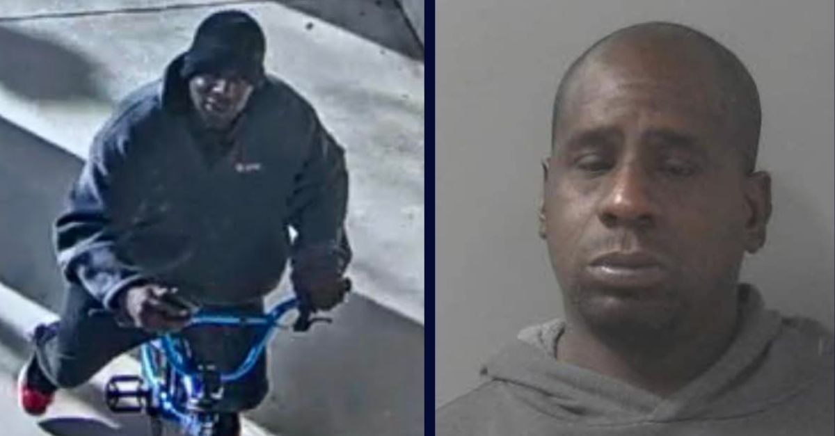 Bernard Abney allegedly appears in surveillance footage, on the left, and appears in a booking photo, on the right.