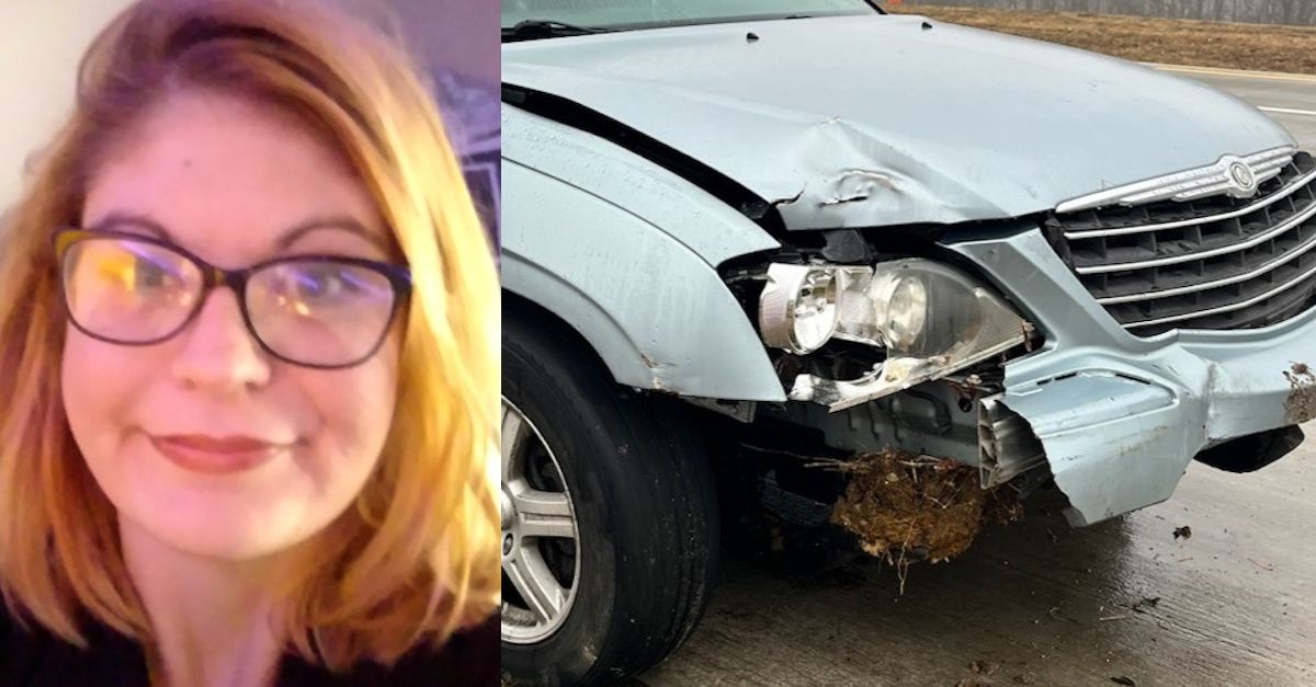 Cassidy Ritchie and the damaged SUV where police say they found her body underneath clothes in the back (Tulsa Police Department)
