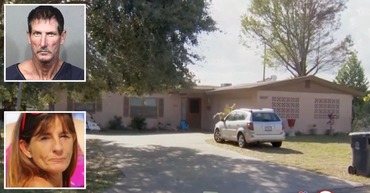 Timothy Upthehill and Lori Upthehill (Titusville Police Dept.) and the home where he killed her in 2017 (WESH screenshot)