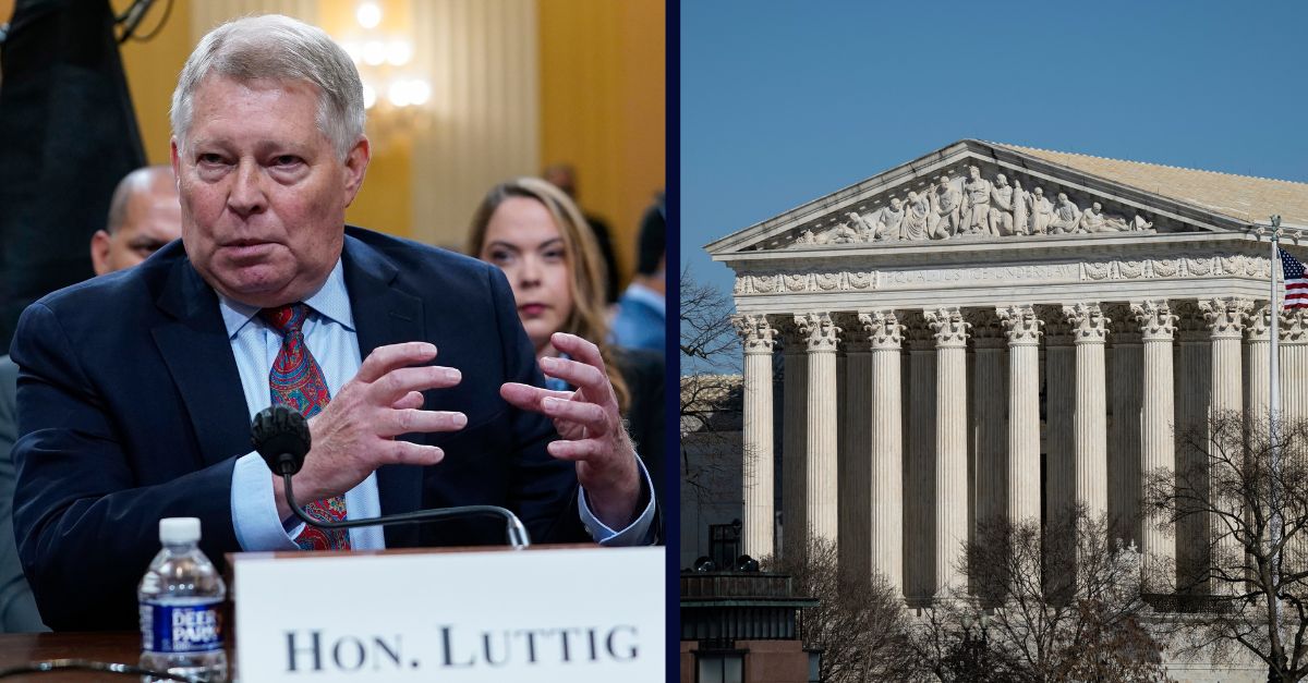 Left: Michael Luttig retired federal judge who was an adviser to former Vice President Mike Pence, testifies as the House select committee investigating Jan. 6. June 2022. AP Photo/Susan Walsh)/ Right: A general view of the U.S. Supreme Court, in Washington, D.C., on Thursday, February 29, 2024. (Graeme Sloan/Sipa USA)(Sipa via AP Images).