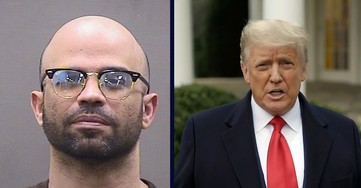 Left: Henry "Enrique" Tarrio booking photo; Tarrio is now serving 22 years in prison for seditiously conspiring to stop the transfer of power on Jan. 6, 2021. Alexandria Sherriff