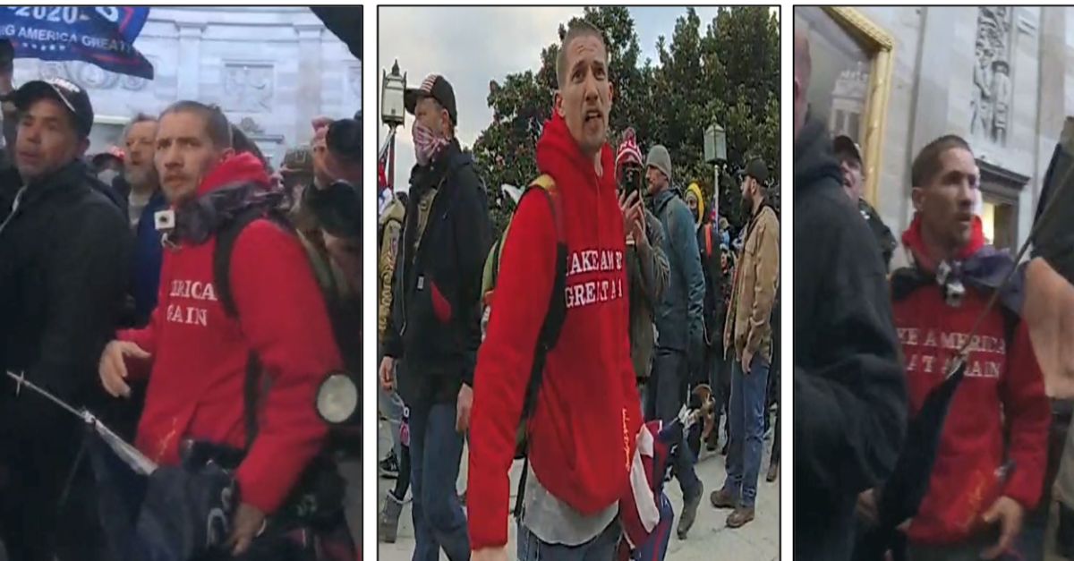 Images of John George Todd III inside and on the grounds of the U.S. Capitol on January 6, 2021
