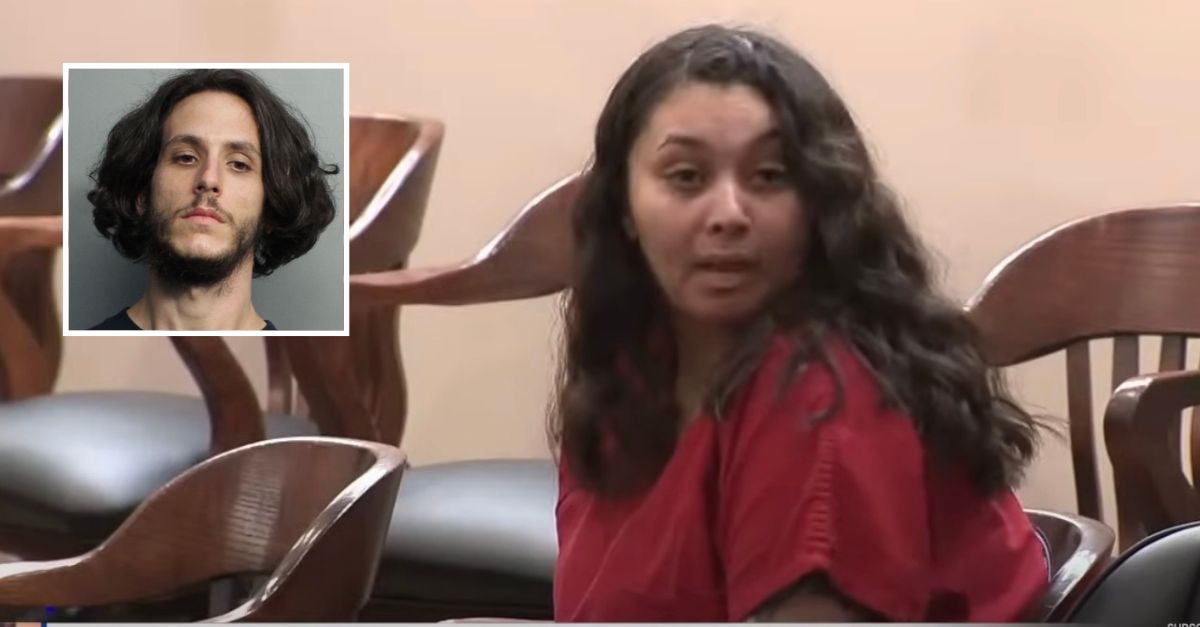 Inset: Daniel Garcia (Bexar County Detention Center). Background: Nickolle Aguilar appearing in court (KSAT).