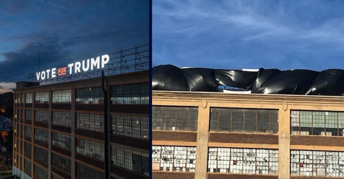 Business owner forced to cover 'Vote for Trump' sign on roof