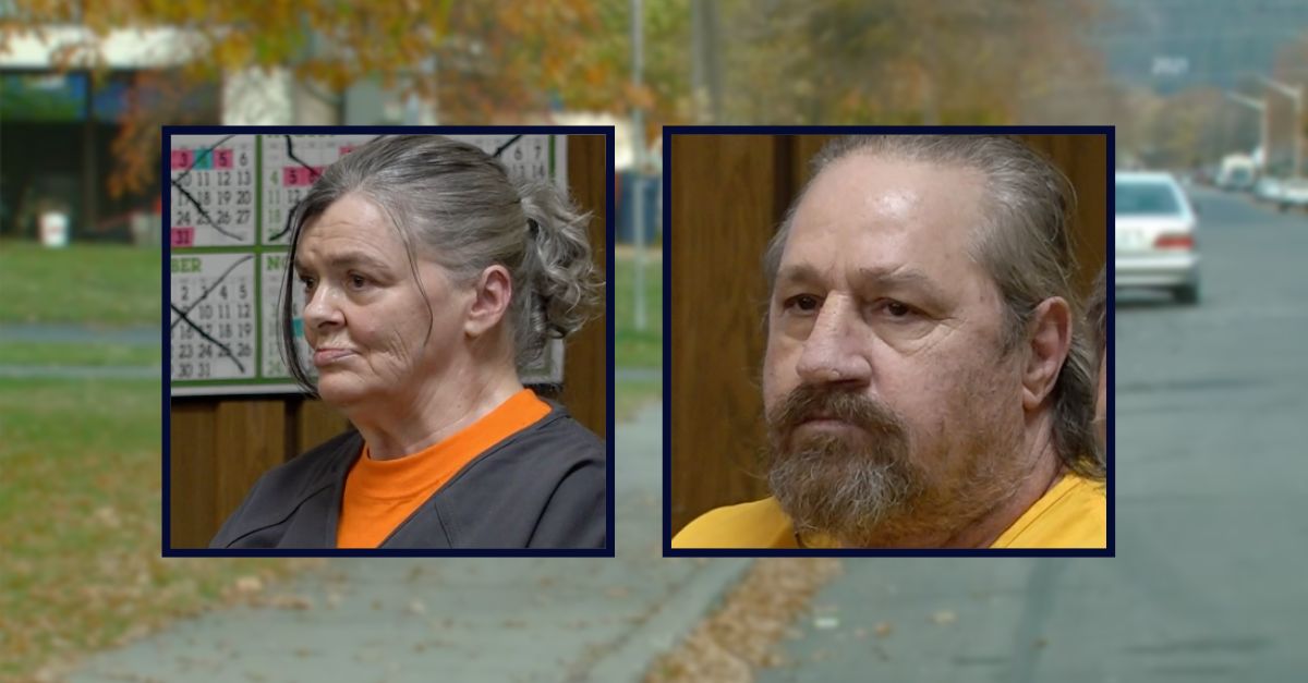 Insets left to right: Brenda Kross, John Eisenman plead guilty in court on Nov. 14, 2024. Background: The neighborhood where Kross and Eisenman killed their daughter