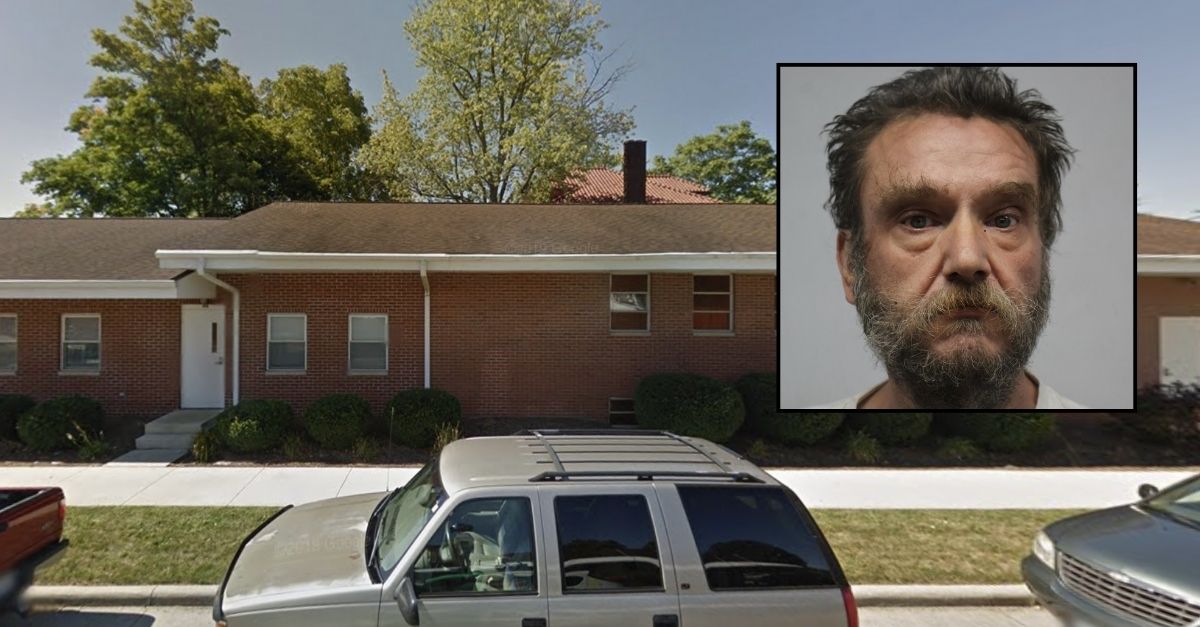 Mugshot of Matthew Earl McKnight against backdrop of Ohio neighborhood 