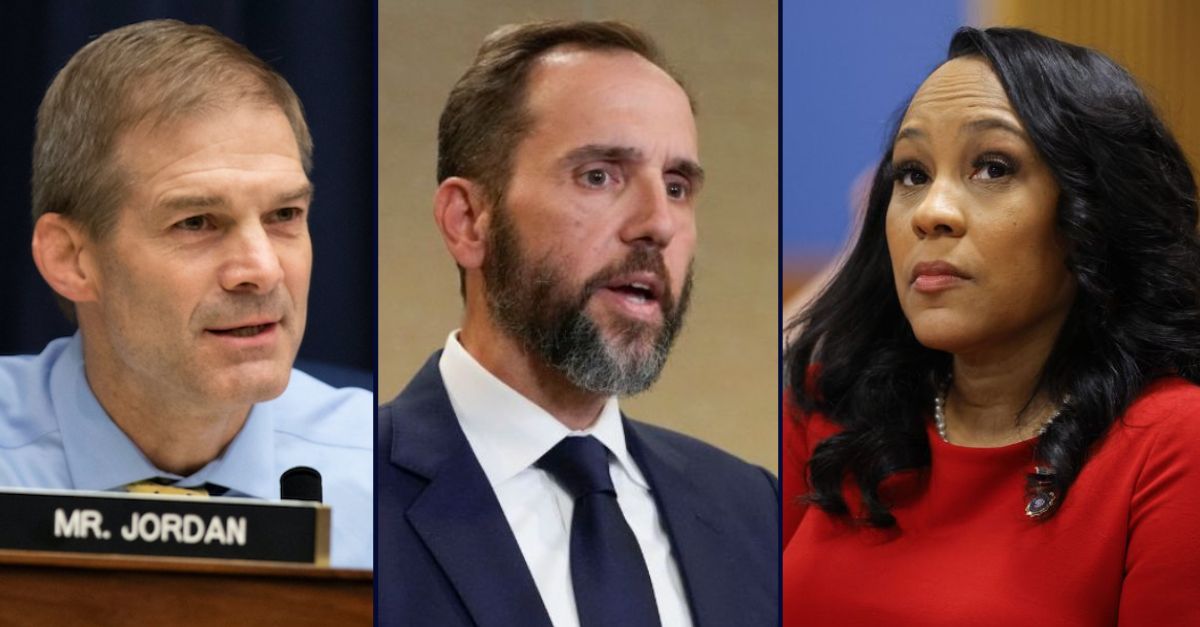 Left to right: Jim Jordan, Jack Smith, and Fani Willis.