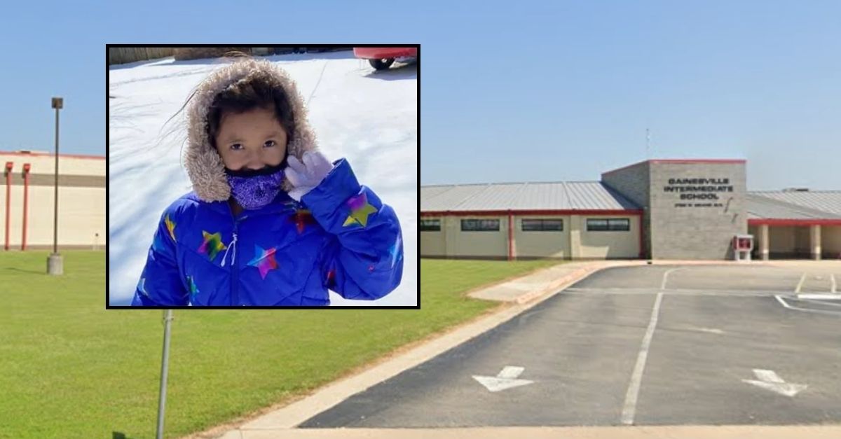 Jocelynn Rojo Carranza appears inset against an image of Gainesville Intermediate School.