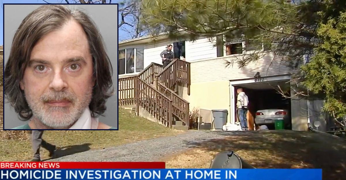 Inset: James Christopher Frank (Northampton County Prison). Background: The home where Frank allegedly killed his wife (WFMZ).