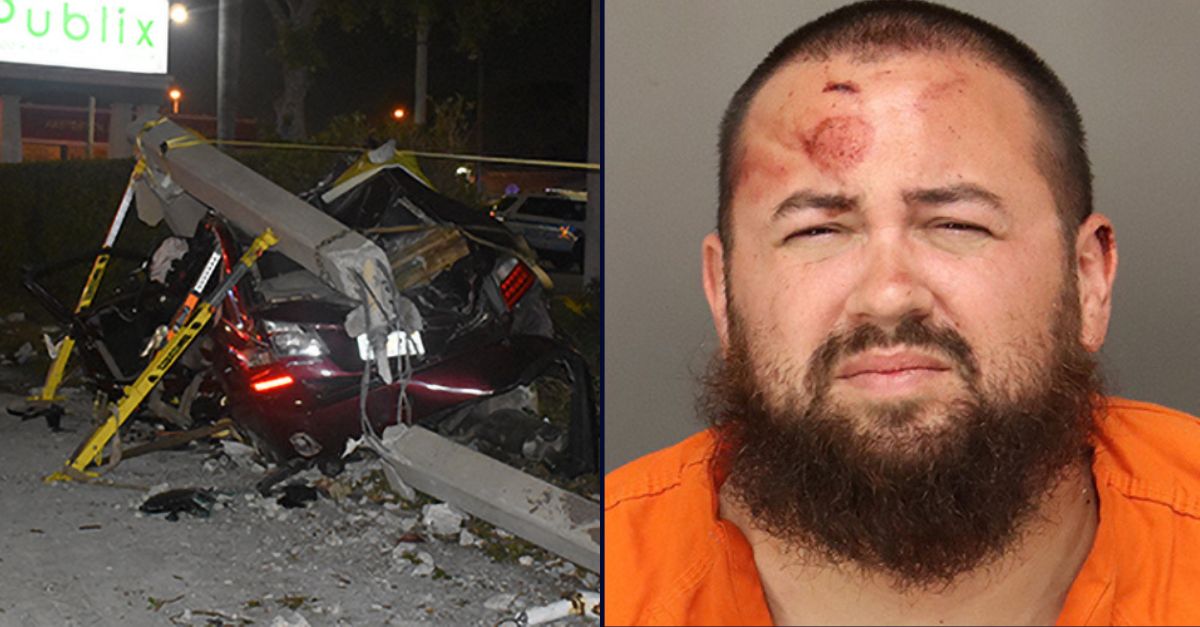 Left: The scene of the fatal accident in St. Petersburg, Florida. Right: Kyle Hill ((St. Petersburg Police Department).