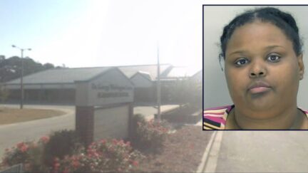 Inset: Tisheika Washington (Charles B. Webster Detention Center). Background: Richmond Hill Elementary School (Google Maps).