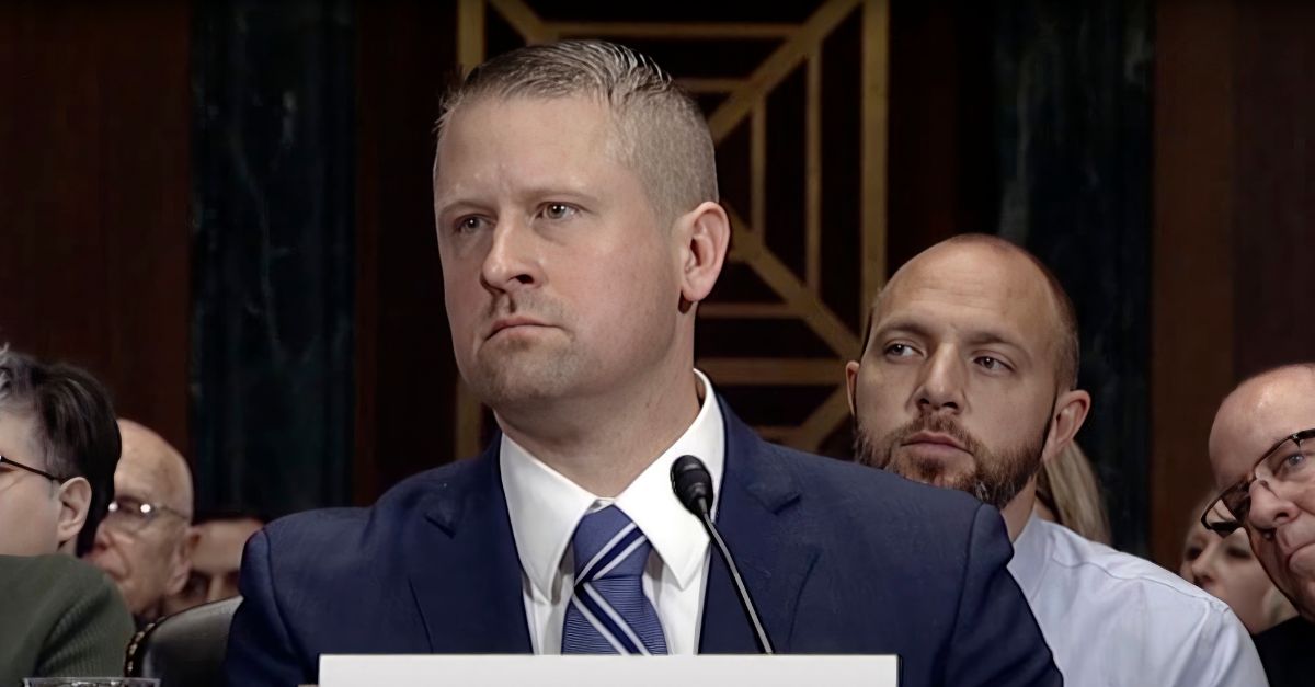 Main: In this image from video from the Senate Judiciary Committee, Matthew Kacsmaryk listens during his confirmation hearing before the Senate Judiciary Committee on Capitol Hill in Washington, on Dec. 13, 2017 (Senate Judiciary Committee via AP).