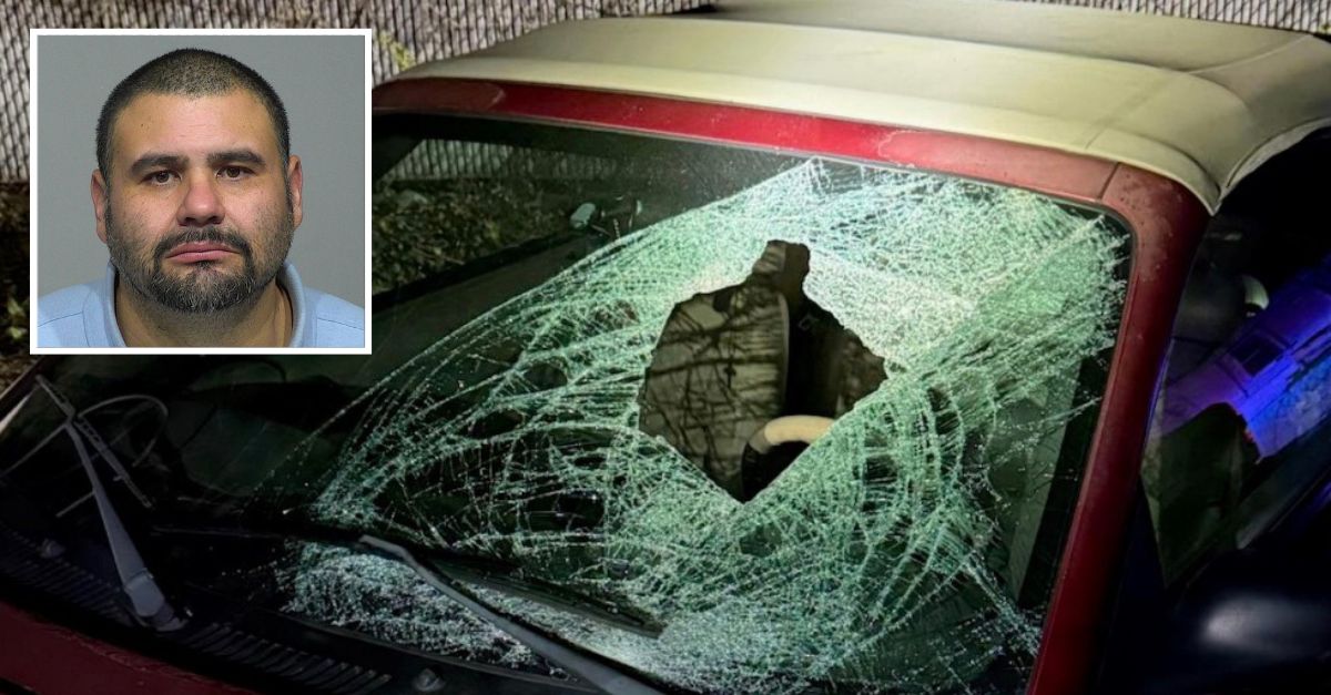 Inset: Raul Herrera (Milwaukee County Jail). Background: The Mustang Herrera was allegedly driving when he killed a pedestrian on May 10, 2025 (Milwaukee Police Department).