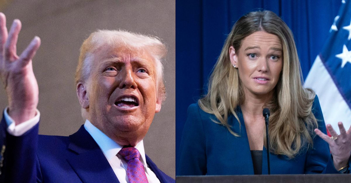  President Donald Trump gives remarks arsenic  helium  departs a gathering  with Congressional Republicans successful  the Capitol Building connected  Tuesday, May 20, 2025 (Aaron Schwartz/Sipa USA)(Sipa via AP Images). Right: DHS Assistant Secretary for Public Affairs Tricia McLaughlin speaks during a quality    league  astatine  ICE Headquarters, successful  Washington, Wednesday, May 21, 2025 (AP Photo/Jose Luis Magana).