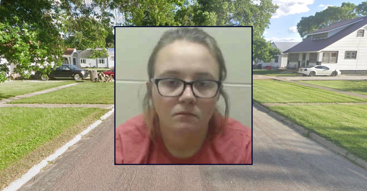Inset: Billie Mosier (Iowa Department of Public Safety). Background, the area in Battle Creek, Iowa where Mosier lived with her son (Google Maps).