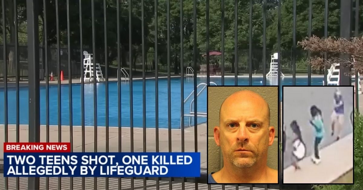 Left inset: Charles Leto (Chicago Police Department). Right inset: Surveillance footage allegedly showing Charles Leto opening fire on two teens outside Douglass Park