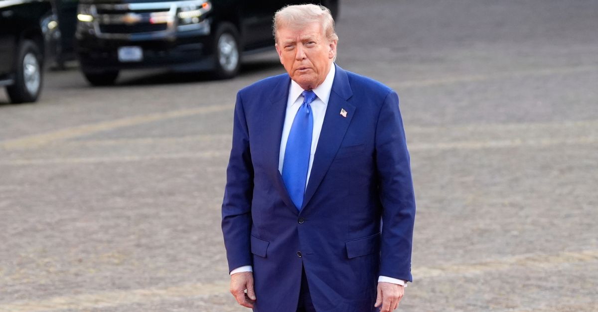 President Donald Trump poses for photographers as he arrives for a formal dinner at the Paleis Huis ten Bosch ahead of the NATO summit in The Hague, Netherlands, Tuesday, June 24, 2025 (AP Photo/Alex Brandon).