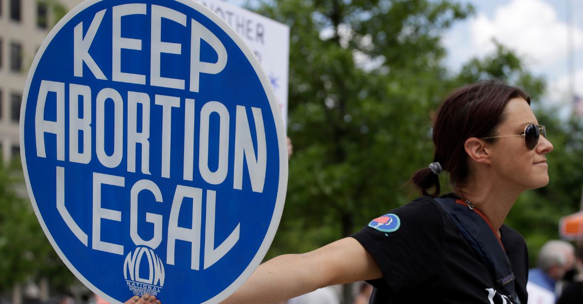 An abortion-rights protester in Tennessee.