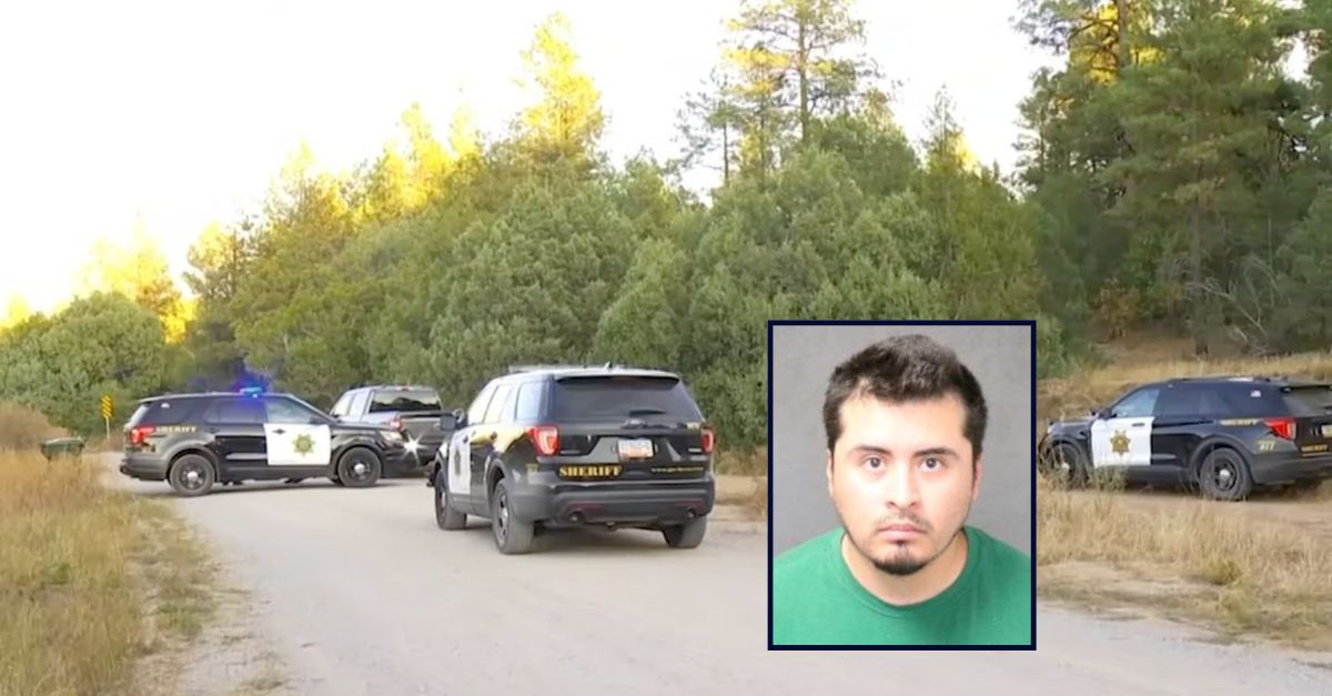 Adlai Mestre appears inset against an image of law enforcement vehicles.