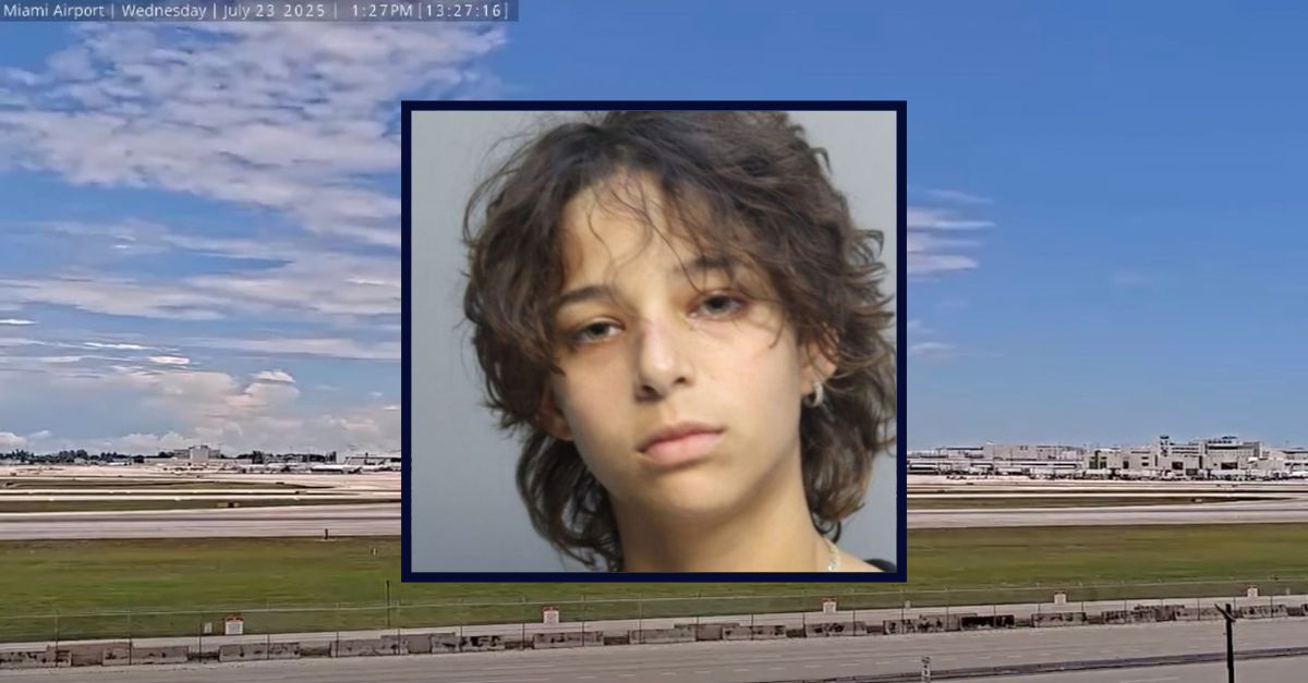 Inset: Aliyah Evans ( Turner Guilford Knight Correctional Center). Background: Miami International Airport (PTZtv)