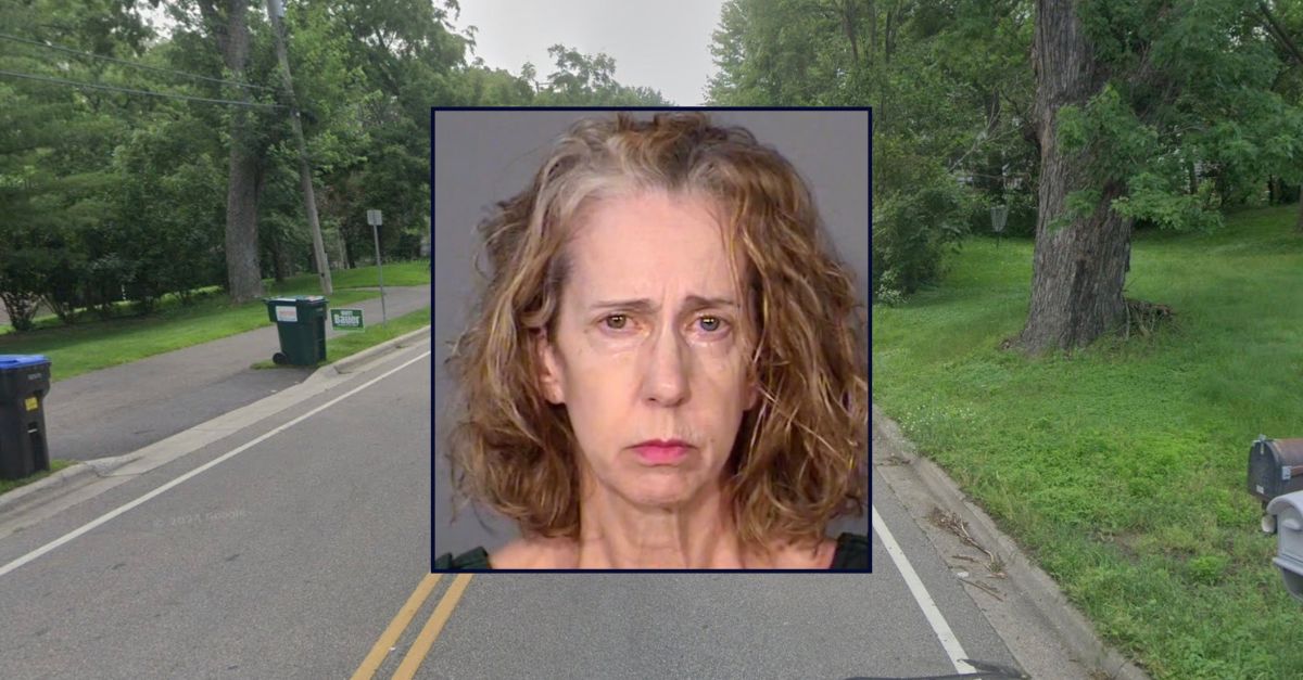 Inset: Julie Myhre-Schnell (Ramsey County Jail). Background: The area in Ramsey County where Myhre-Schnell