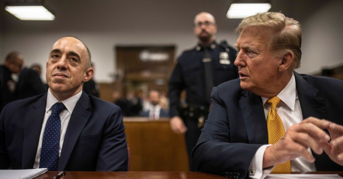 Emil Bove, on the left; Donald Trump, on the right.