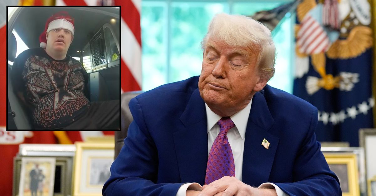 Nicholas Gallo, inset against an image of Donald Trump.