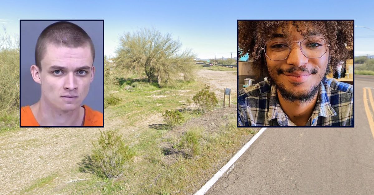 Left to right: Samuel Stephen Bush and Alijah Bradley appear inset against a desert area east of Gila Bend.