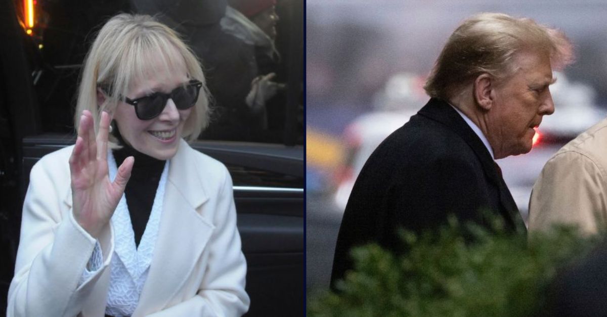 E. Jean Carroll, on the left; Donald Trump, on the right.
