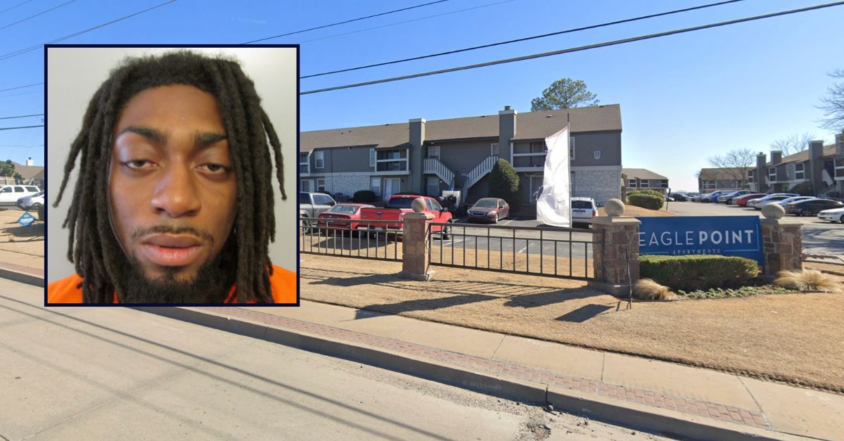 Tyrice Williams appears inset against an image of the apartment complex where his infant son was fatally injured.