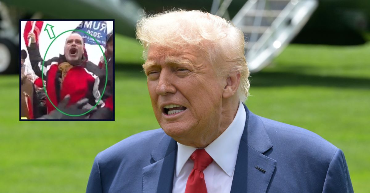 Thomas Webster appears inset against an image of Donald Trump on the White House lawn.