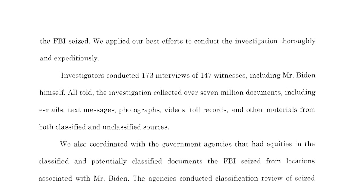 The portion of the Hur Report on the Joe Biden probe that discusses toll records.