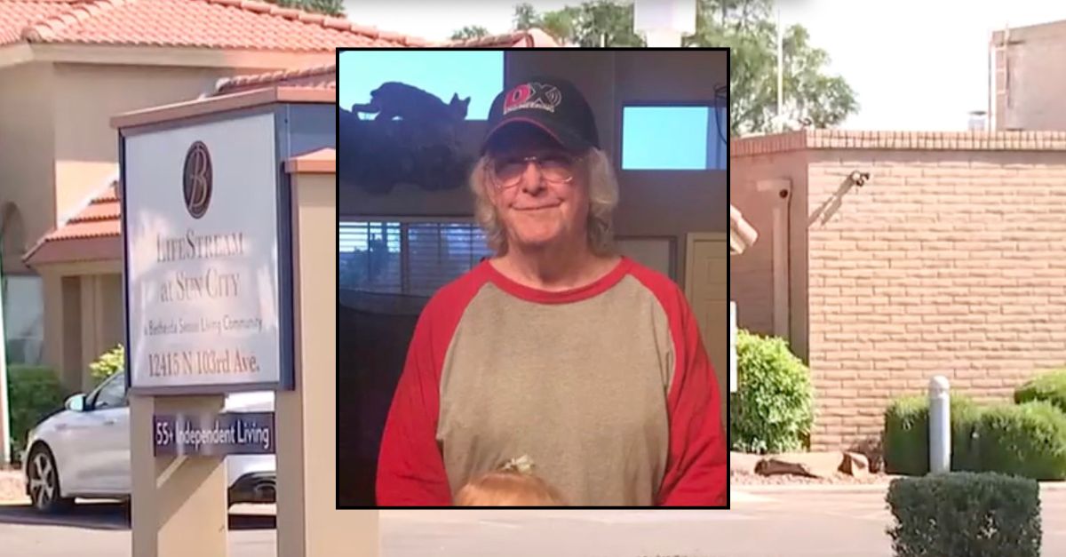 Inset: Gerald McClellan, who was found dead in his room at an Arizona assisted living facility (KPHO). Background: The LifeStream at Sun City facility where McClellan had been living (KPHO).