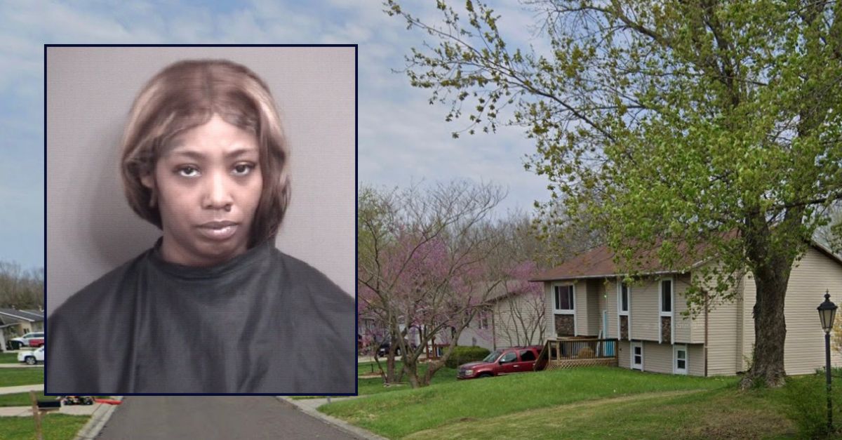 Inset: Breashia J. Grant (Boone County Jail). Background: The area in Missouri where Grant allegedly beat and starved a child (Google Maps).