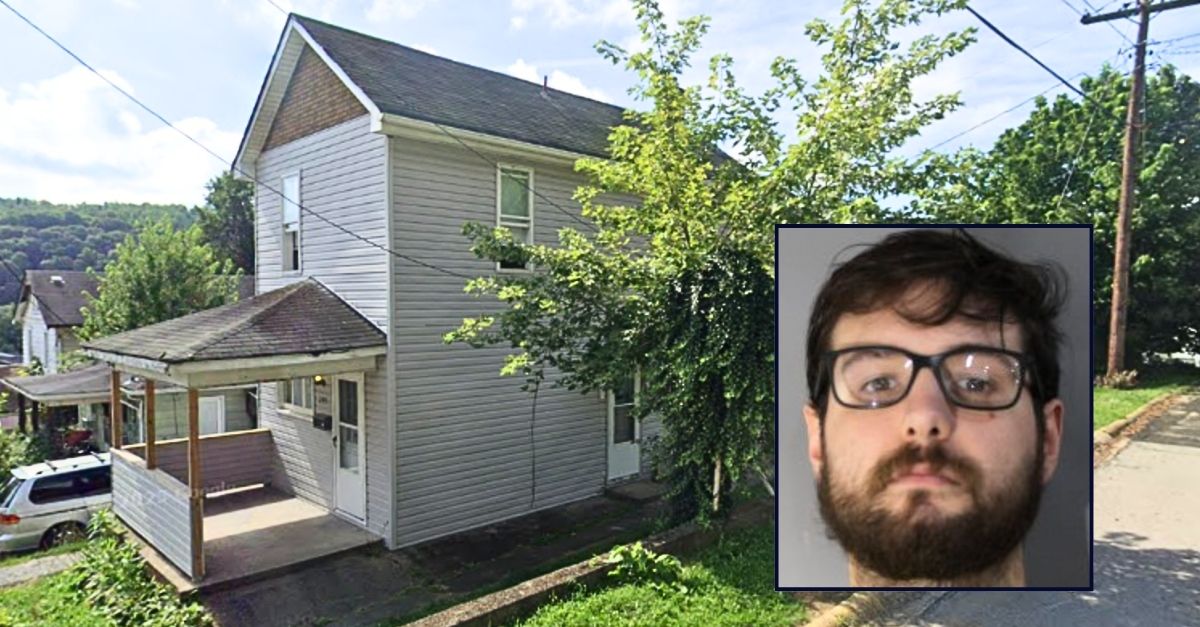 Inset: Michael Besozzi II (Brooke County Prosecuting Attorney). The home in Weirton, W. Va., where prosecutors say Michael Besozzi caused his landlord to fall off scaffolding following a dispute over loud music (Google Maps).