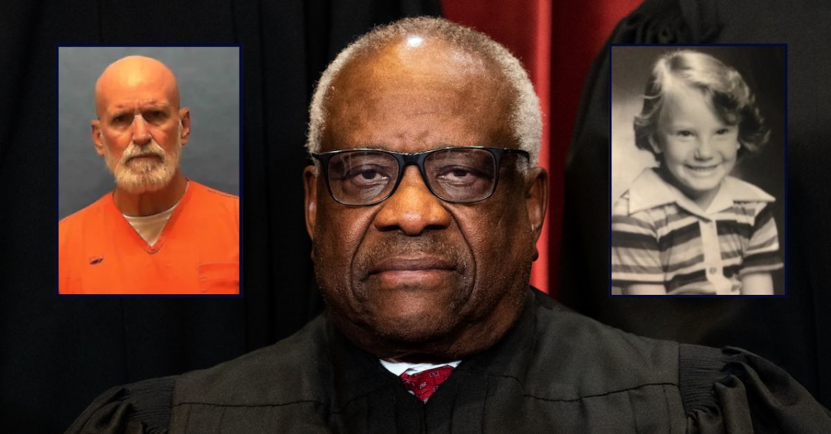 Bryan Jennings and Rebecca "Becky" Kunash appear inset against an image of Clarence Thomas.